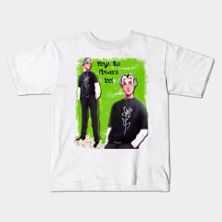 Flower, boys like flowers too, fan art, skunk, black and white, boy, character, human version, cartoon, cute, blushing, he can call me a flower if he wants to, Kids T-Shirt